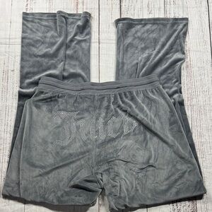 JUICY COUTURE VELOUR SLEEPWEAR PAJAMA BOTTOMS DRAWSTRING GRAY SIZE L EMBELLISHED